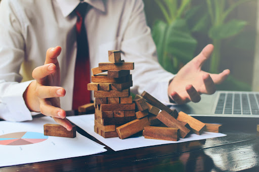 a man with jenga